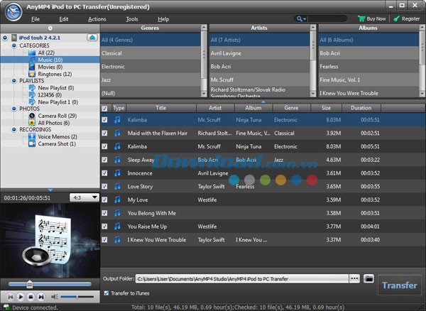 AnyMP4 iPod to Computer Transfer