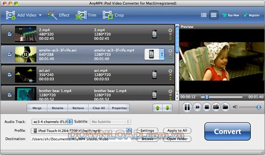 AnyMP4 iPod Video Converter for Mac