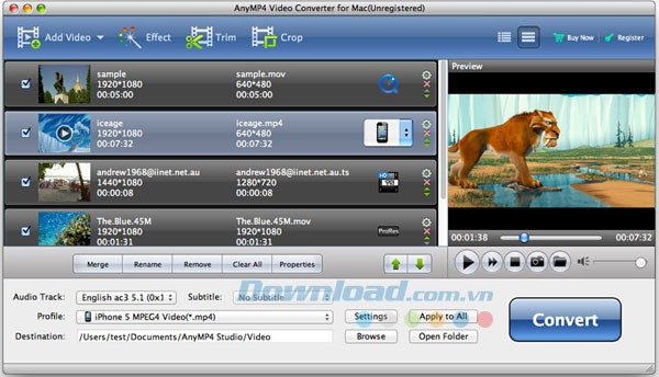AnyMP4 Video Converter cho Mac