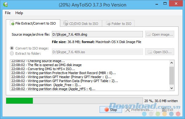 Giao diện phần mềm AnyToISO