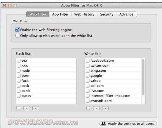 Aobo Internet Filter for Mac Standard