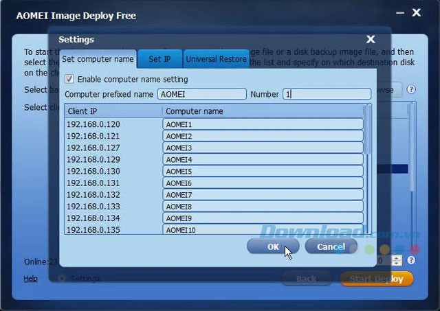 Giao diện AOMEI Image Deploy