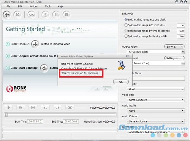 Cắt video nhanh với Aone Ultra Video Splitter