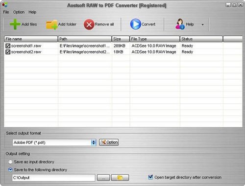 Aostsoft RAW to PDF Converter