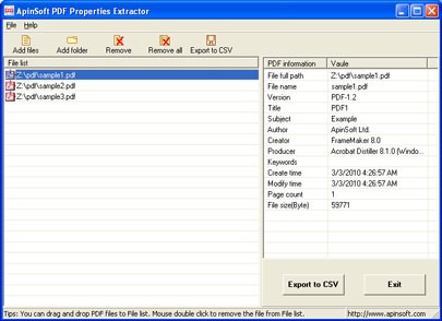 ApinSoft PDF Properties Extractor