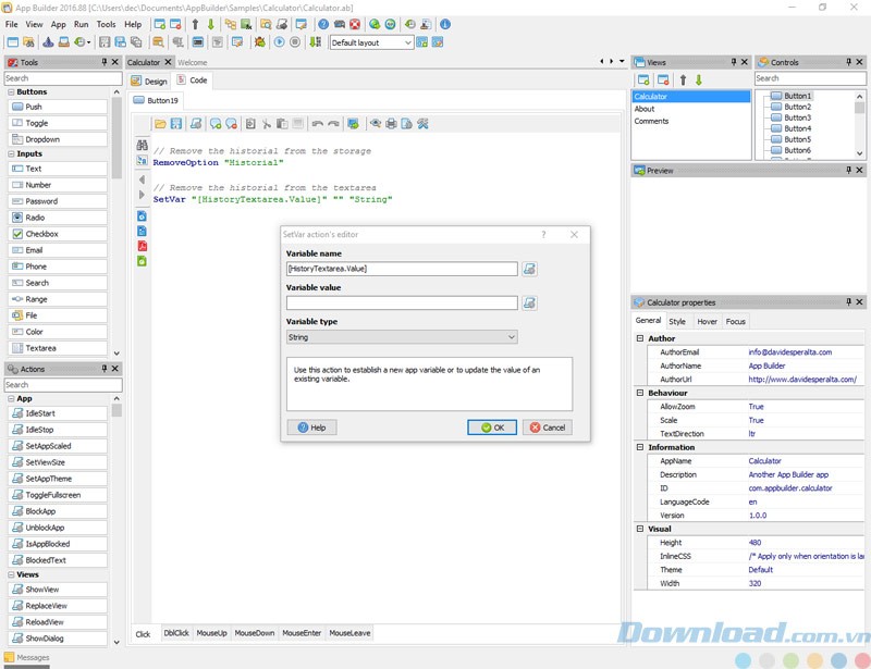 Thêm các hành động vào ứng dụng