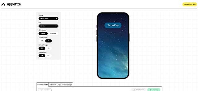 Appetize giúp bạn chạy ứng dụng iPhone, iPad, Mobile Safari, APK, di động trên trình duyệt