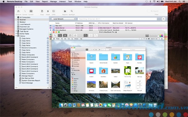 Giao diện của Apple Remote Desktop cho Mac