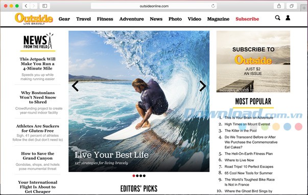 Giao diện của Safari cho Mac