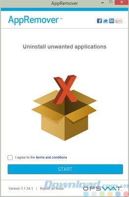 Giao diện chính của AppRemover