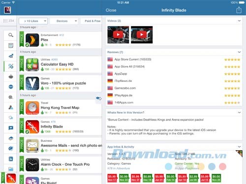 Sắp xếp danh sách ứng dụng