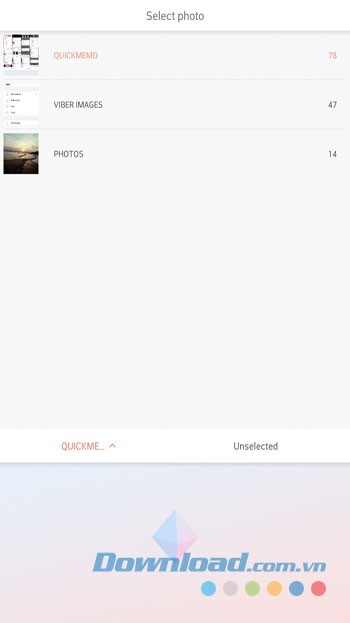 Lựa chọn ảnh từ bộ sưu tập để bắt đầu ghép dán