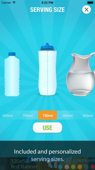 Tùy biến kích cỡ bình chứa nước