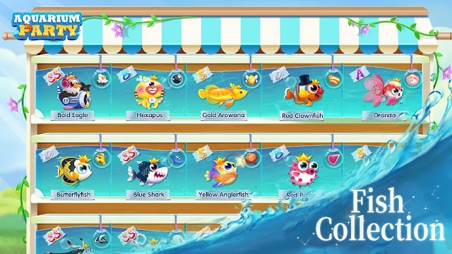 Thu thập các loài cá khác nhau trong game Aquarium Party