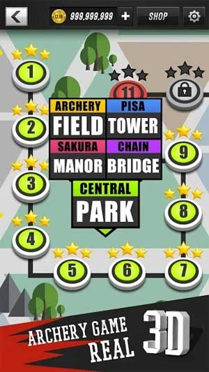 Người chơi có thể bắn cung ở nhiều địa điểm đa dạng