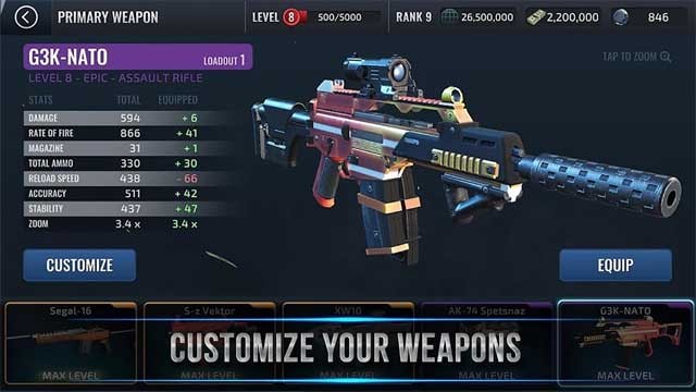 Tùy chỉnh vũ khí của bạn bằng những bộ phận tối tân nhất