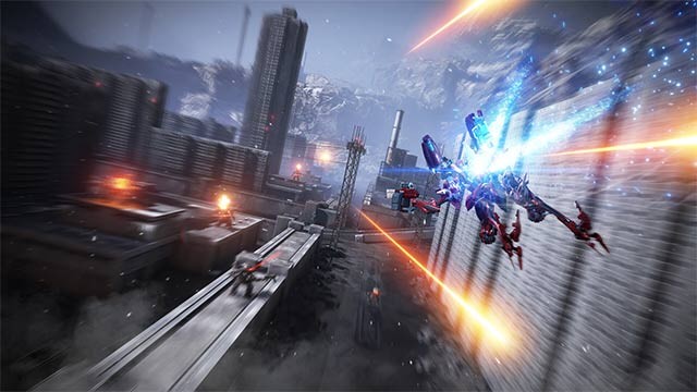 Tận dụng sự cơ động của robot chiến đấu trên mặt đất cũng như trên không trong Armored Core 6 game