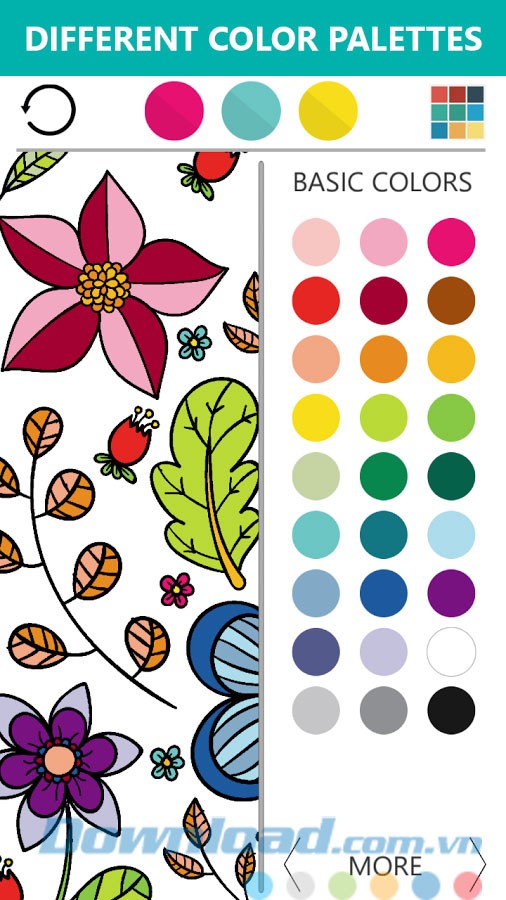 Nhiều bảng màu khác nhau