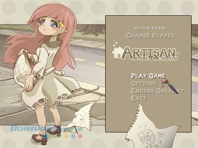 Main menu của game nhập vai Artisan: Going Home Again cho máy tính