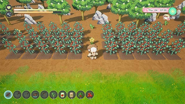 Trồng cây nguyên liệu và chăm sóc quái vật để thu hoạch vật liệu hữu ích