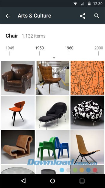 Giao diện sử dụng của ứng dụng Google Arts & Culture