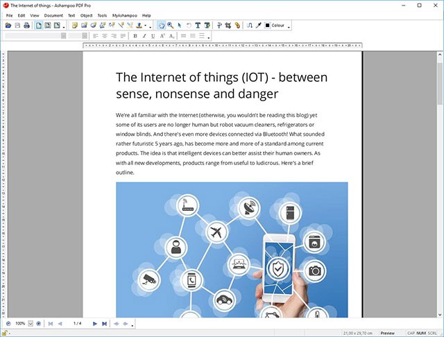 Giao diện phần mềm Ashampoo PDF Free trực quan, dễ sử dụng