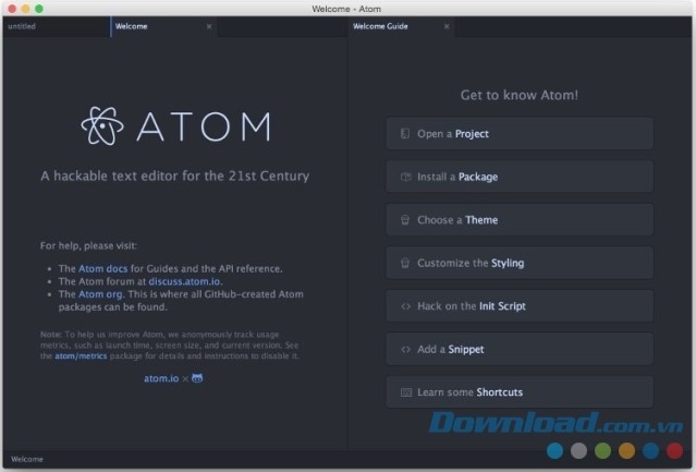 Phần mềm chỉnh sửa mã nguồn và văn bản miễn phí Atom cho Mac