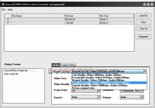 AUAU AVI MPEG MOV to Zune Converter