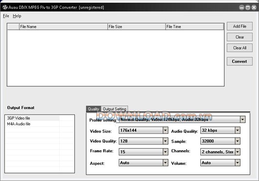AUAU DIVX MPEG Flash to 3GP Converter