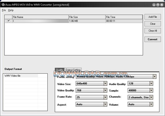 AUAU MPEG MOV AVI to WMV Converter