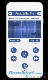 Audio Editor cho Android để bạn chọn điểm bắt đầu và kết thúc của đoạn muốn cắt