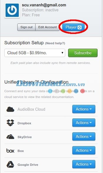Quản lý tài khoản cá nhân trên AudioBox
