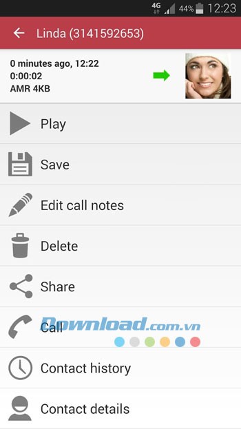 Các tùy chọn của Call Recorder cho Android