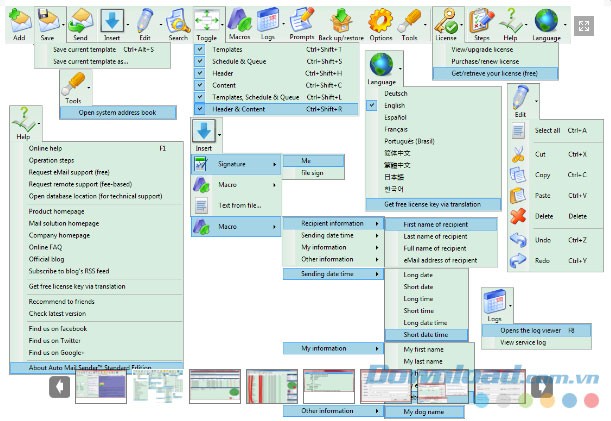 Thanh công cụ cung cấp nhiều tính năng