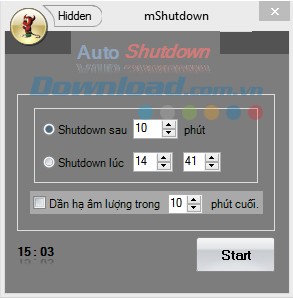 Giao diện phần mềm Auto shutdown