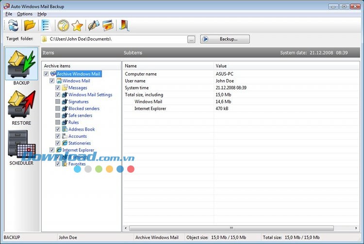 Auto Windows Mail Backup