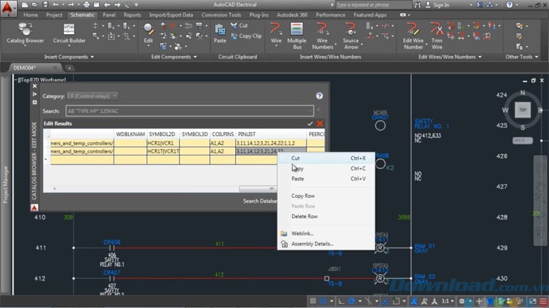Chỉnh sửa các bộ phận trong Catalog Browser