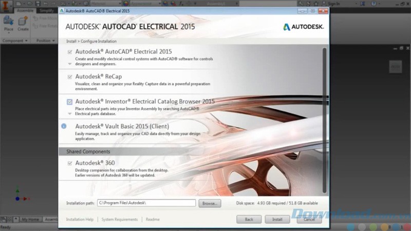 AutoCAD Electrical tích hợp các thành phần Inventor