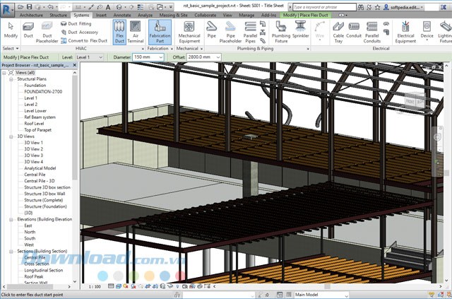 Giao diện chính của ứng dụng thiết kế Autodesk Revit