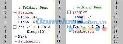Tính năng code folding