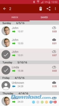 Danh sách file đã lưu trên Automatic Call Recorder Pro cho Android
