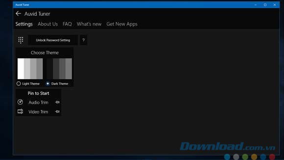 Mục cài đặt ứng dụng