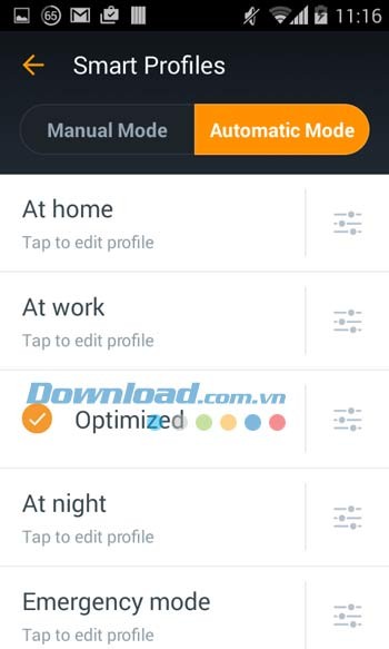 Các Profile trong Avast Battery Saver