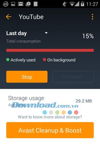 Avast Battery Saver cho phép tắt các ứng dụng nền đang chạy