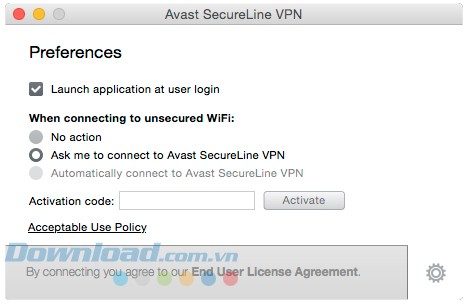 Sử dụng các tùy chọn trong Avast SecureLine VPN