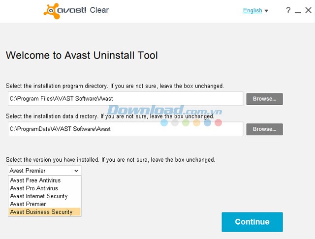 Chọn phần mềm để Avast Clear gỡ bỏ