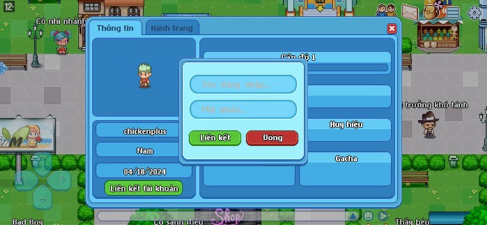 Giao diện đăng nhập tài khoản Avatar Bùm