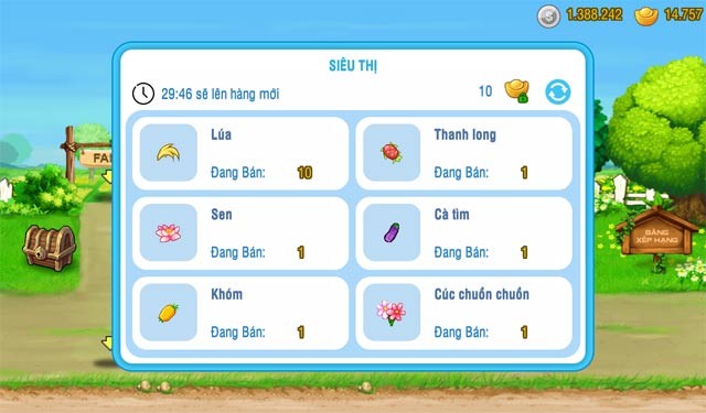 Các nông sản bày bán trên siêu thị