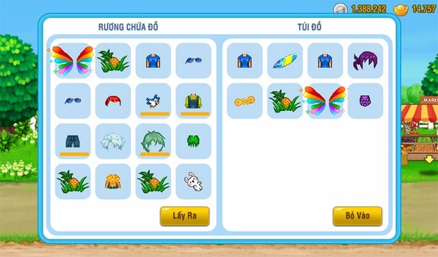 Giao diện rương chứa đồ