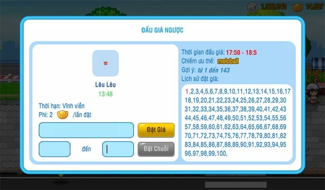 Giao diện Đấu giá ngược